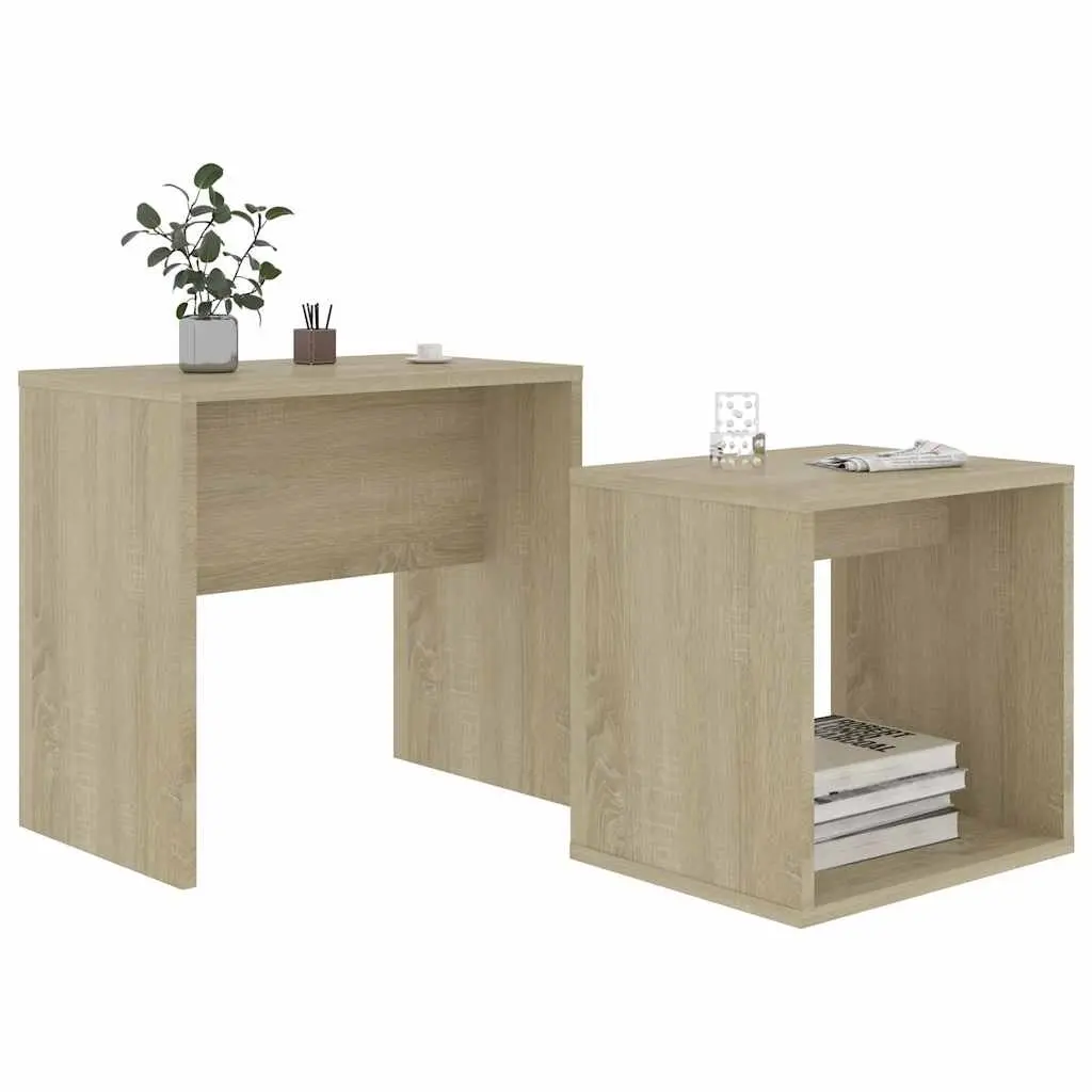 Coffee Table Set Nesting Tables Living Room Accent Furniture 2 Piece Brown Wood