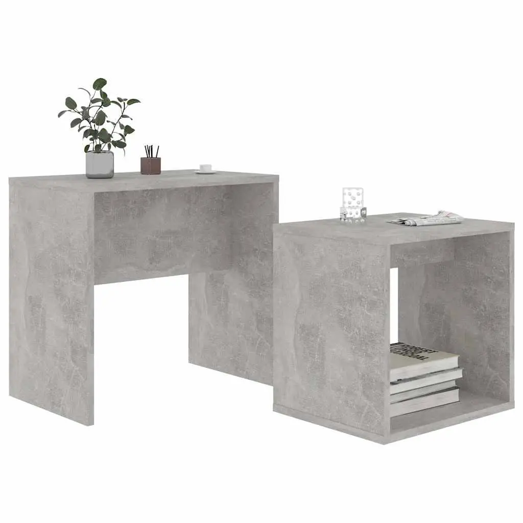 Coffee Table Set Nesting Contemporary 2 Piece Grey