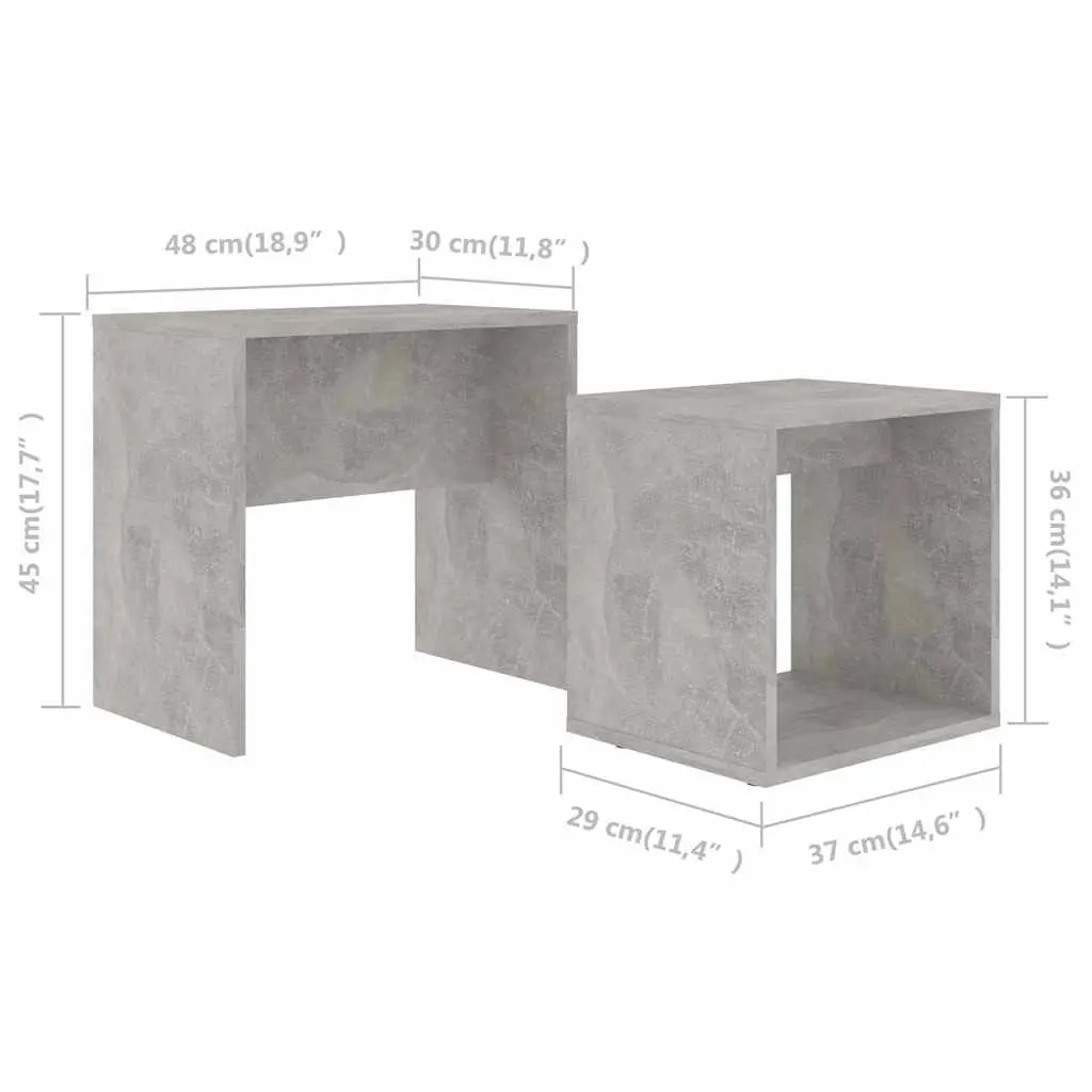 Coffee Table Set Nesting Contemporary 2 Piece Grey