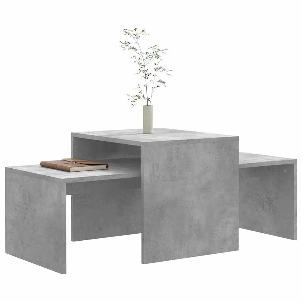 Nesting Coffee Table Set Grey Engineered Wood Living Room Accent