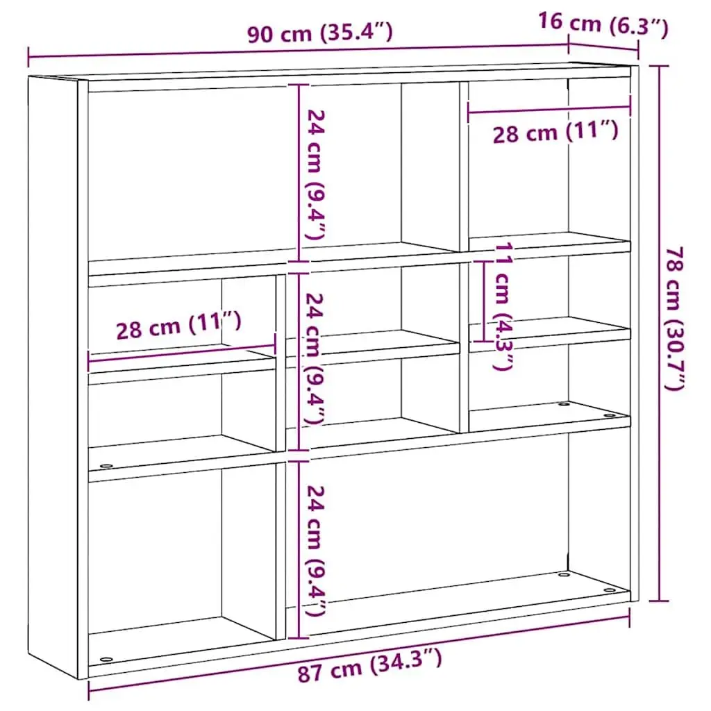 Wall Shelf Display Organiser 90x16x78 cm White