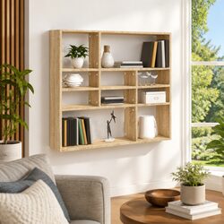 Reliable Wall Shelf Unit with 10 Open Compartments