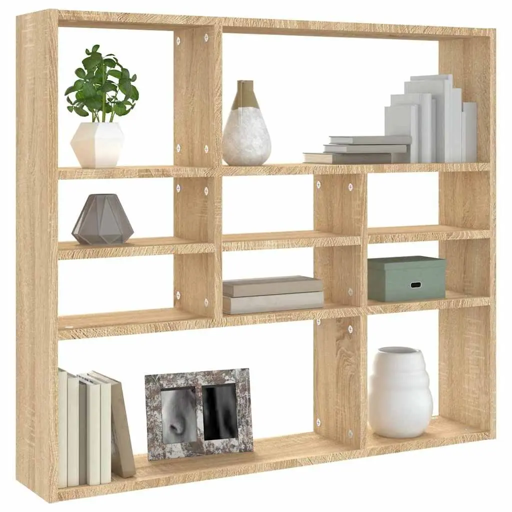 Wall Shelf Unit with 10 Open Compartments