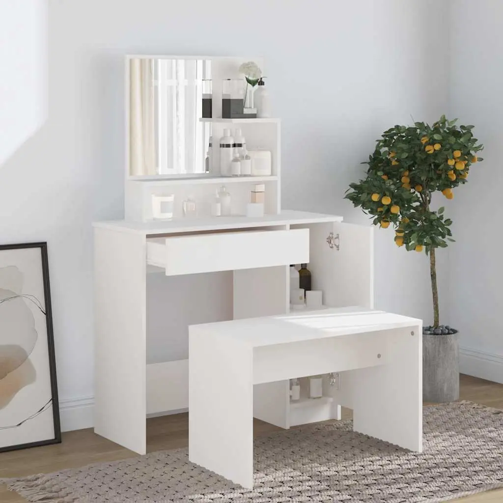 White Vanity with Ample Storage Options
