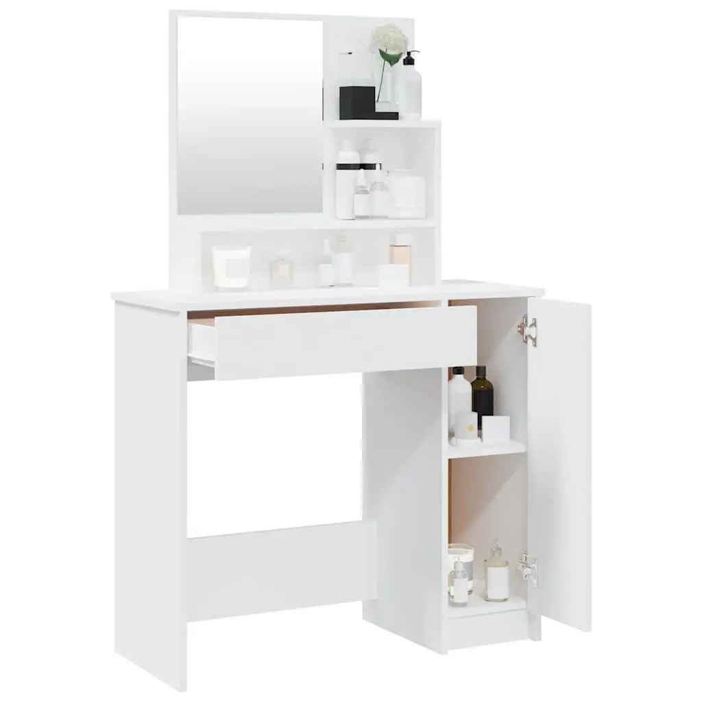 White Vanity with Ample Storage Options