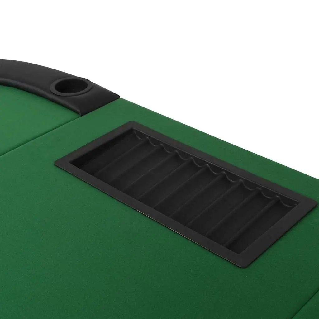 Folding Poker Table 9 Player Oval Gaming Green Padded Dealer Tray Cup Holders