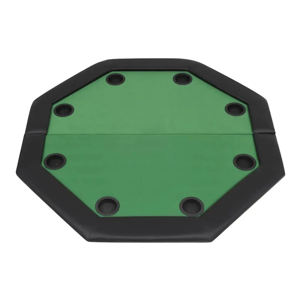 Octagonal Folding Poker Table Green 8 Player Padded Rim Game Surface with Cup Holders