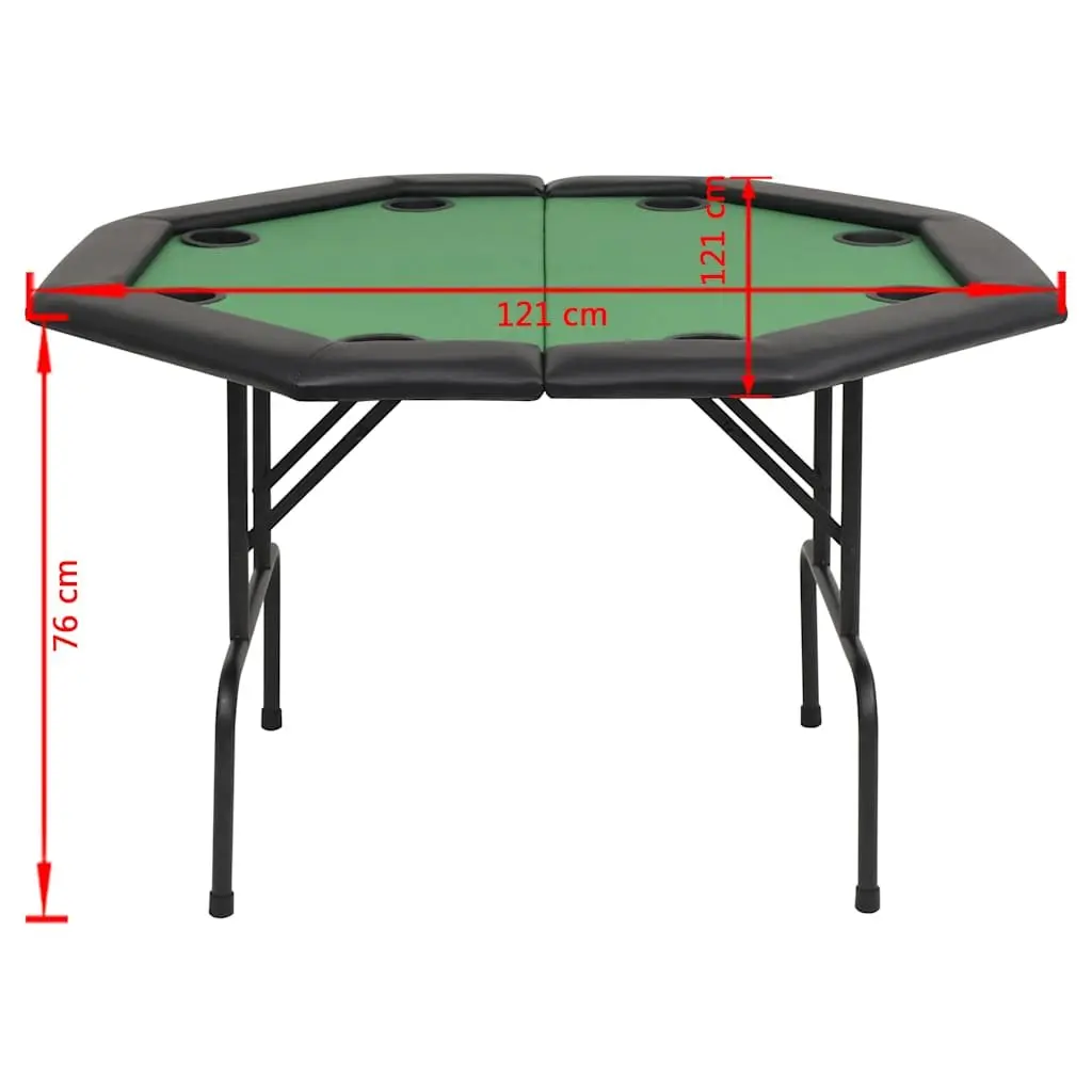 Octagonal Folding Poker Table Green 8 Player Padded Rim Game Surface with Cup Holders