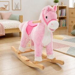Reliable Pink Plush Rocking Horse for Kids
