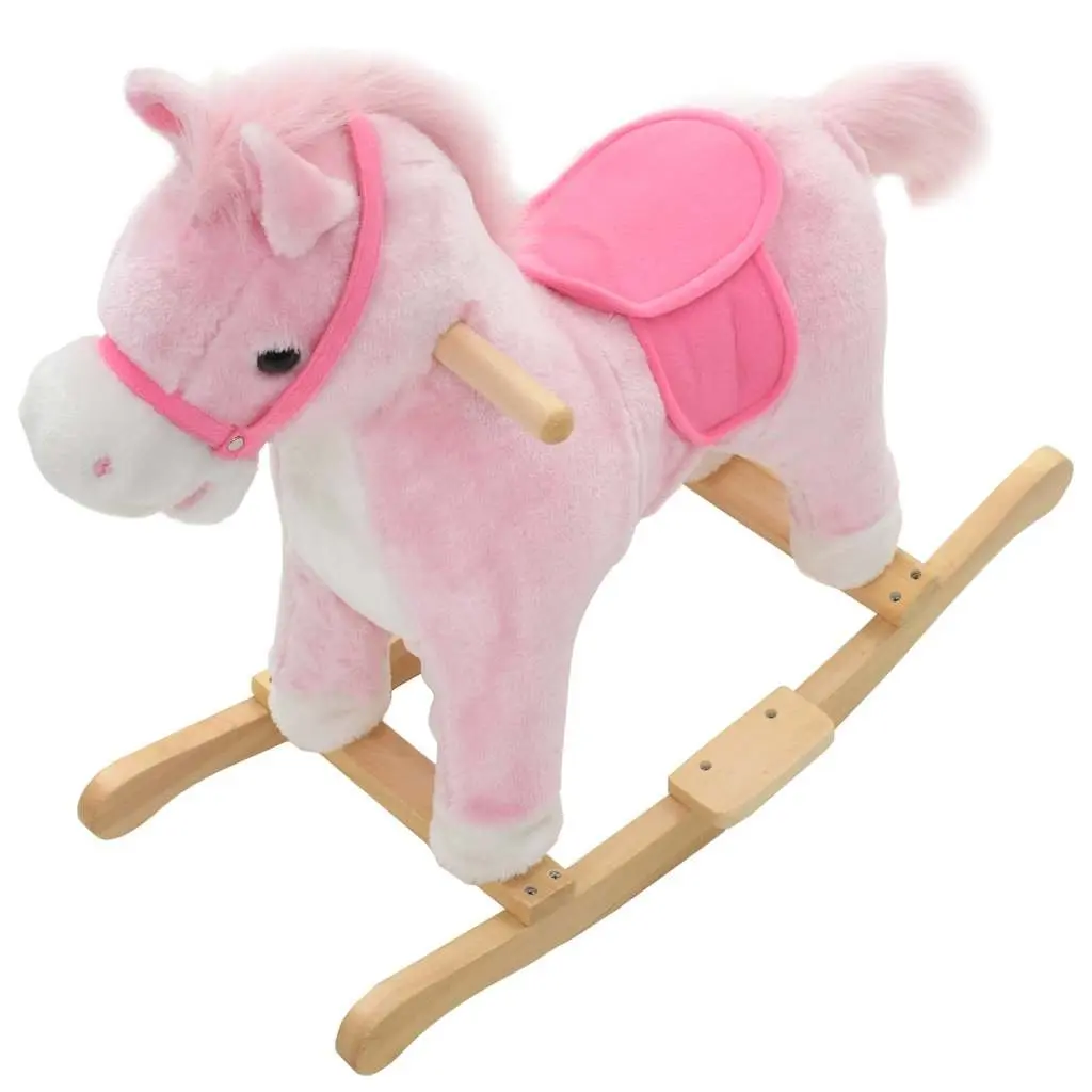 Rocking Horse Plush Riding Toy Pink 65 x 32 x 58 cm