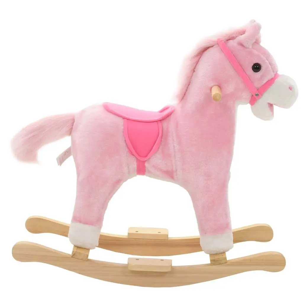 Rocking Horse Plush Riding Toy Pink 65 x 32 x 58 cm