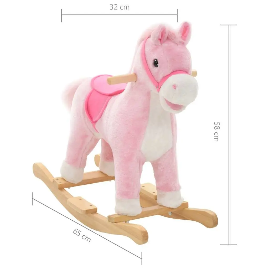 Rocking Horse Plush Riding Toy Pink 65 x 32 x 58 cm