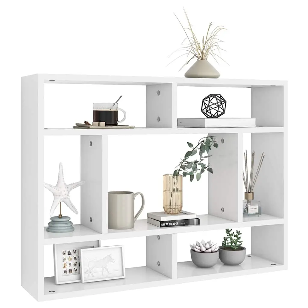 Wall Shelf Storage Display Unit 75x16x55 cm White Open Compartments