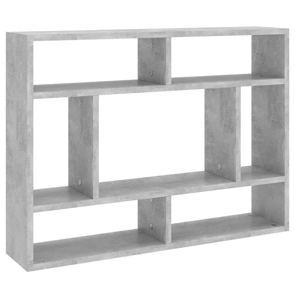 Wall Shelf Grey Storage Display Unit Open Compartments 75 x 16 x 55 cm