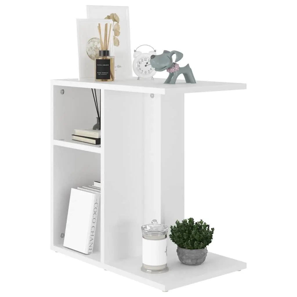 White Side Table End Table Living Room Accent Storage Furniture 50x30x50 cm