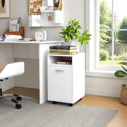 Reliable White Storage Cabinet on Wheels for Everyday Use