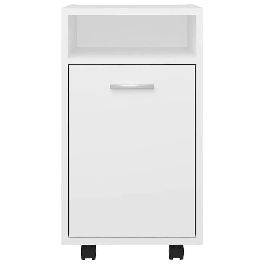 Storage Cabinet with Wheels Engineered Wood Side Table Shelf Compartment White 33 x 38 x 60 cm