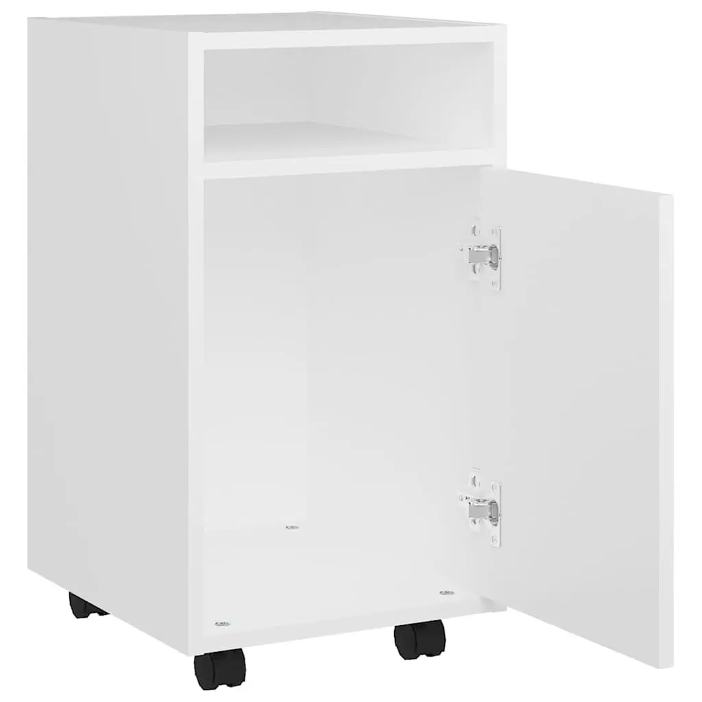 Storage Cabinet with Wheels Engineered Wood Side Table Shelf Compartment White 33 x 38 x 60 cm