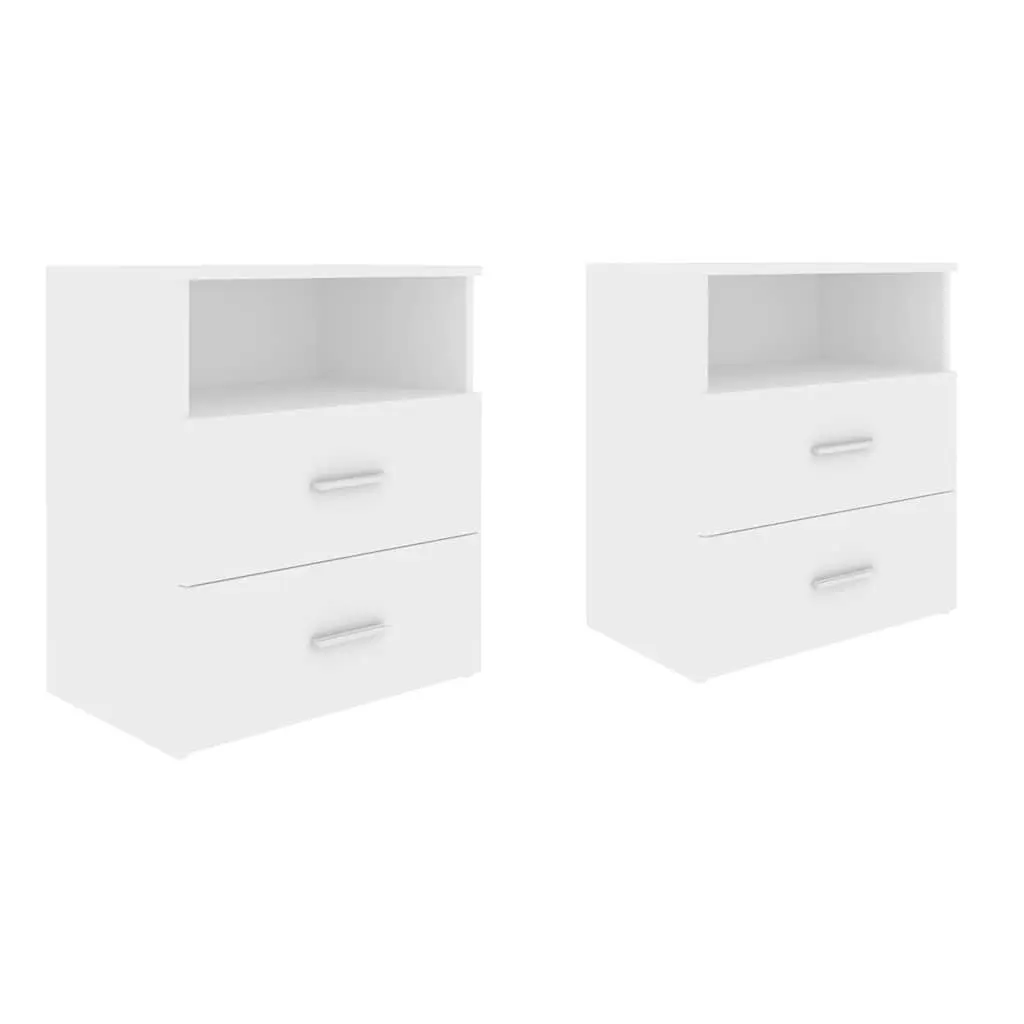 Bedside Tables 2 pcs Storage Drawers Shelf White 50 x 32 x 60 cm