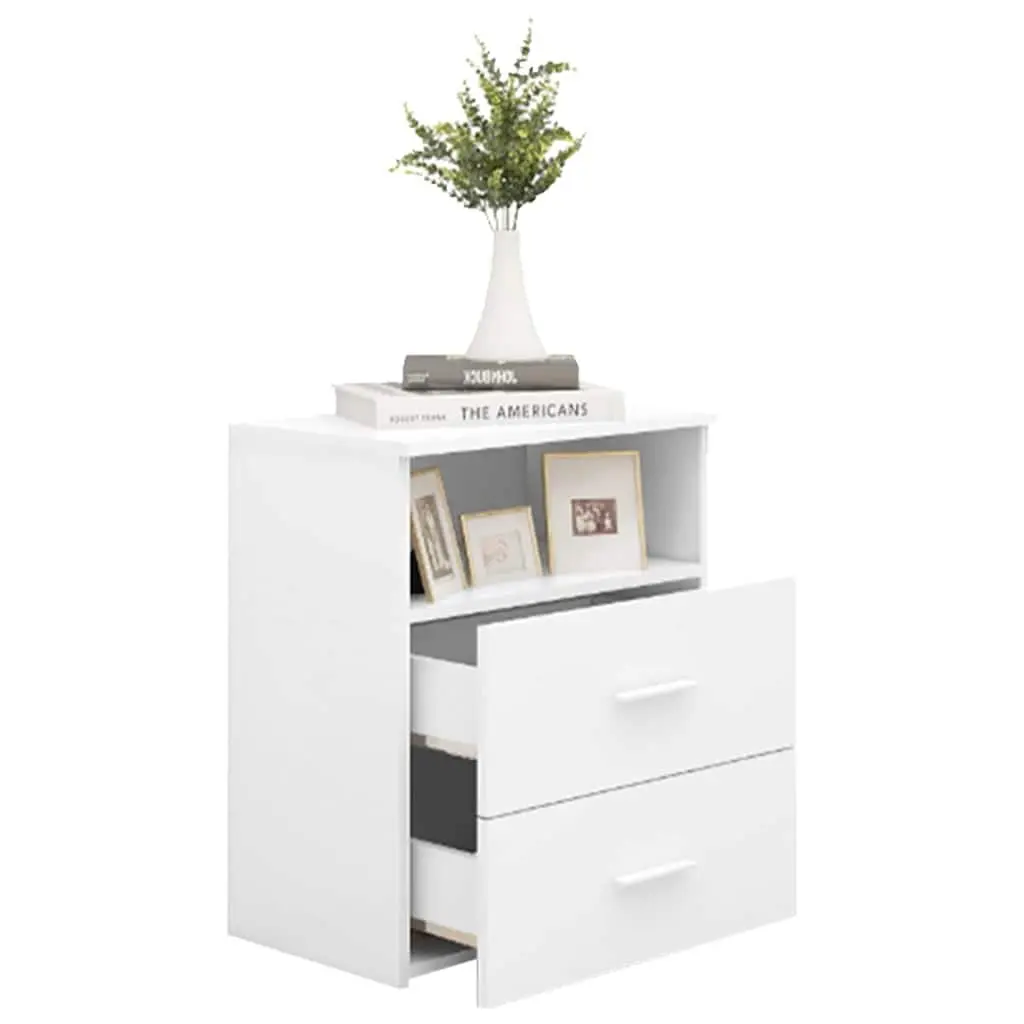 Bedside Tables 2 pcs Storage Drawers Shelf White 50 x 32 x 60 cm