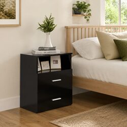 Reliable Black Bedside Table with Storage Solutions
