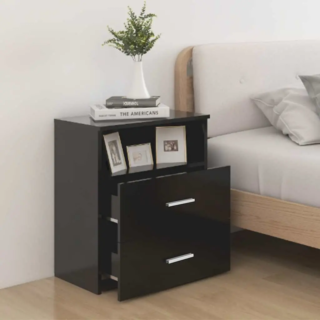 Black Bedside Table with Storage Solutions