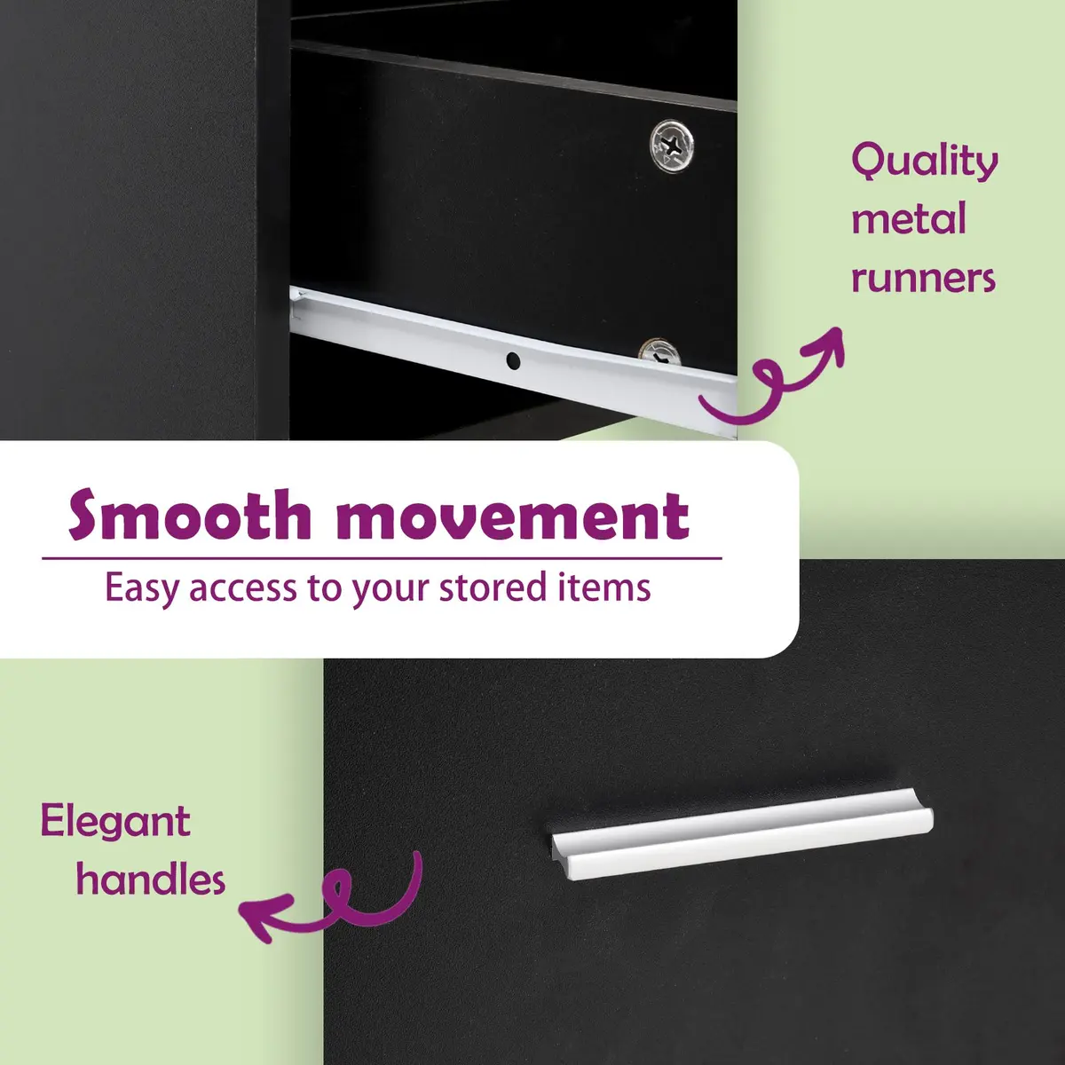 Black Bedside Table with Storage Solutions