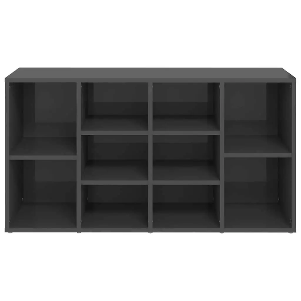 Shoe Storage Cabinet Bench Grey High Gloss 10 Shelf Organiser Multifunctional Home Furniture
