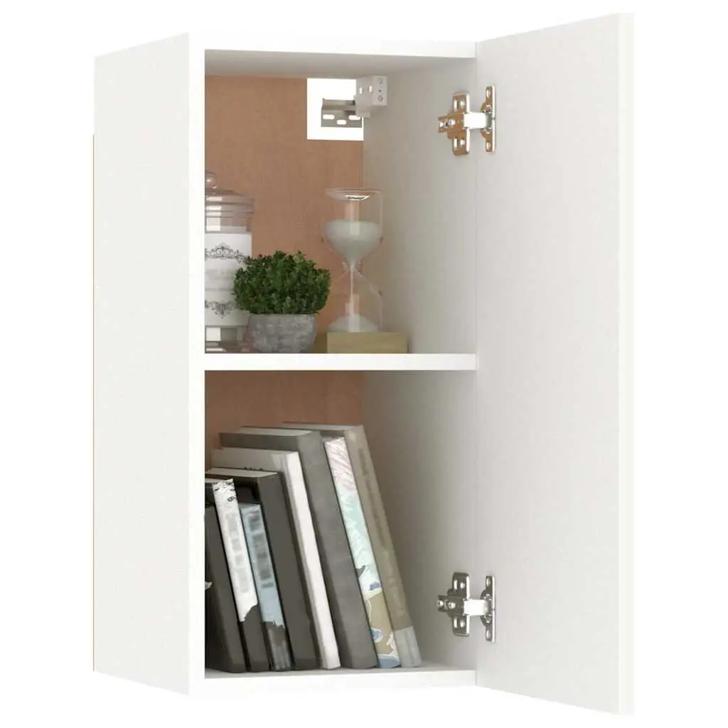 Wall-Mounted TV Cabinet White Storage Display Unit 2 Shelves