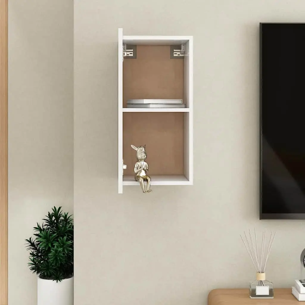 Wall-Mounted TV Cabinet White Storage Display Unit 2 Shelves