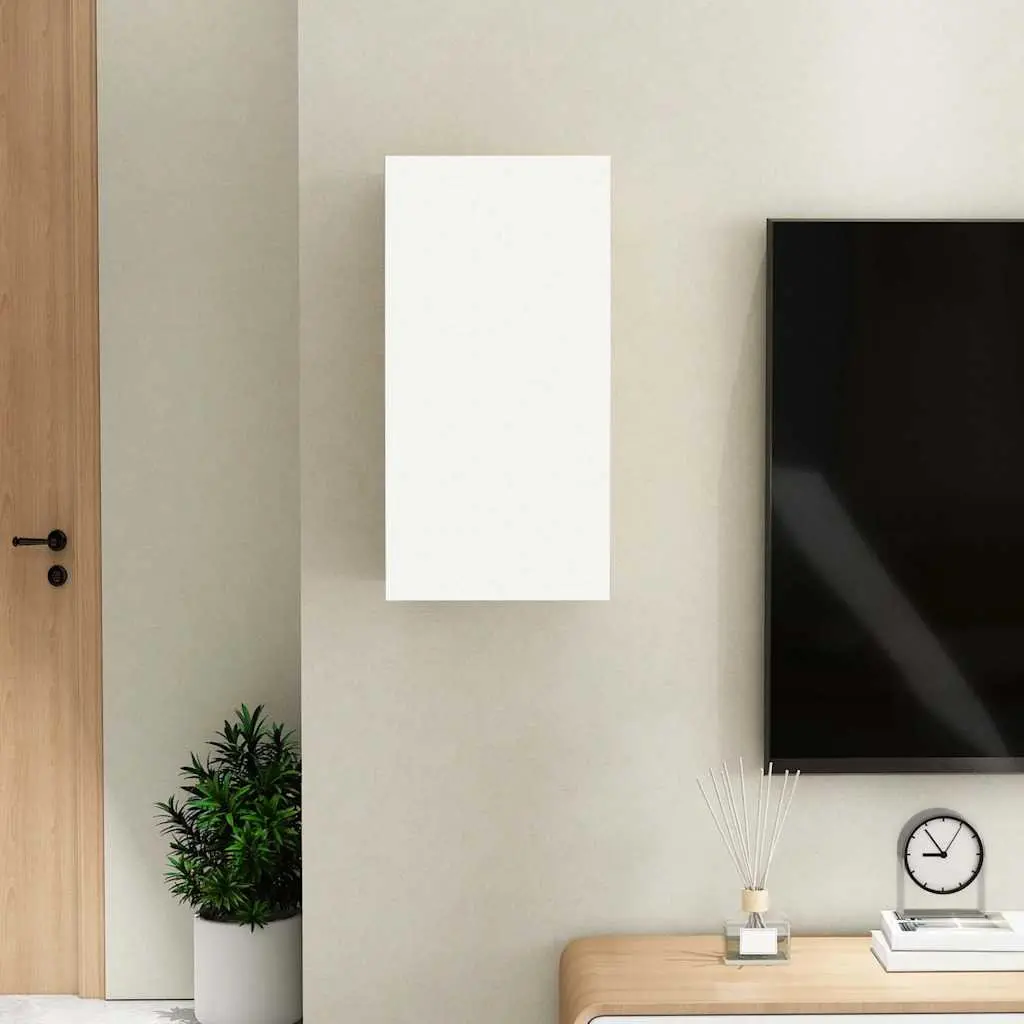 Wall-Mounted TV Cabinet White Storage Display Unit 2 Shelves
