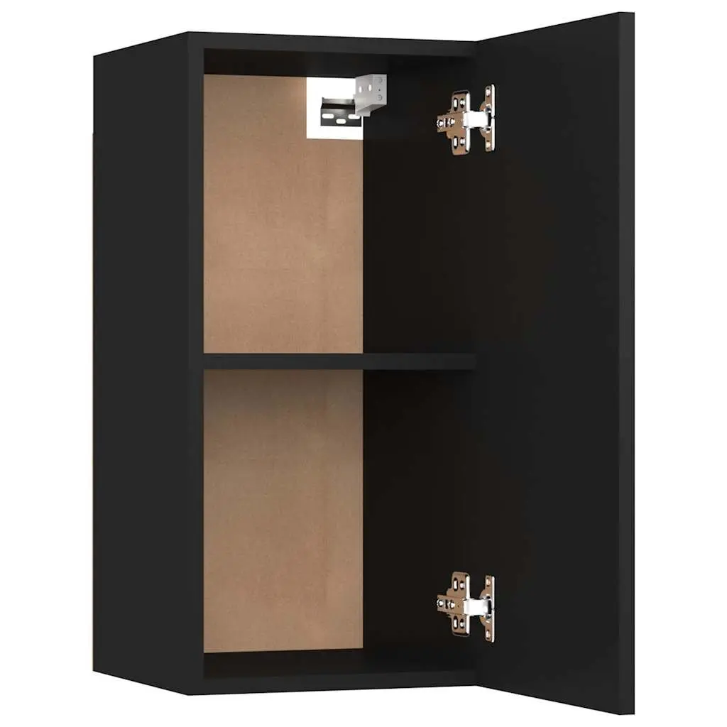 Black Wall-Mounted Storage Cabinets Set 2 Pieces for TV Living Room Shelving Unit