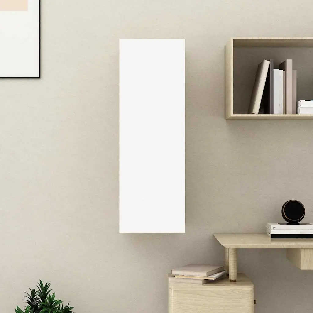 TV Cabinet Wall-Mounted Living Room Storage Unit 2 Shelves White 30.5 x 30 x 90 cm