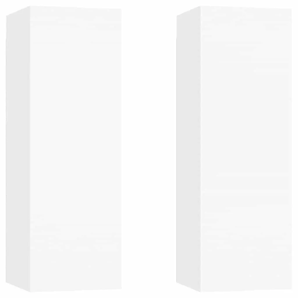 Wall-Mounted TV Cabinet Set 2 Shelves Storage White 30.5x30x90cm