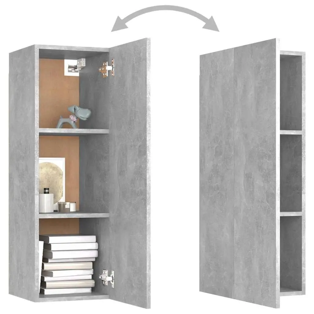 Wall-Mounted TV Cabinet Grey 30.5x30x90 cm Engineered Wood Shelves Storage
