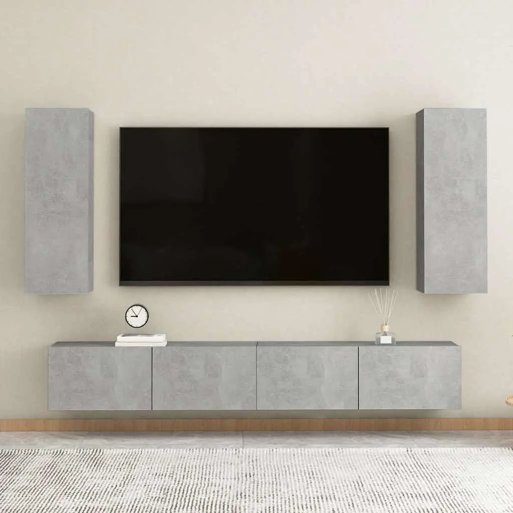 Wall-Mounted TV Cabinet Grey 30.5x30x90 cm Engineered Wood Shelves Storage