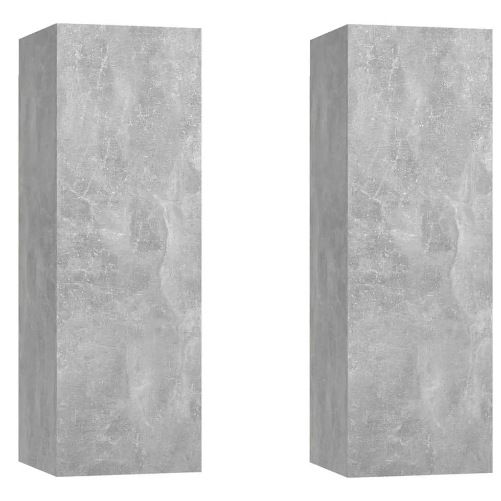 Wall-Mounted TV Cabinet Set 2 pcs Grey Living Room Storage Shelving Unit