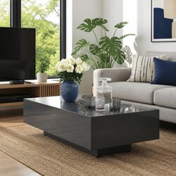 Coffee Table Modern Grey High Gloss Accent Living Room Furniture Side Table