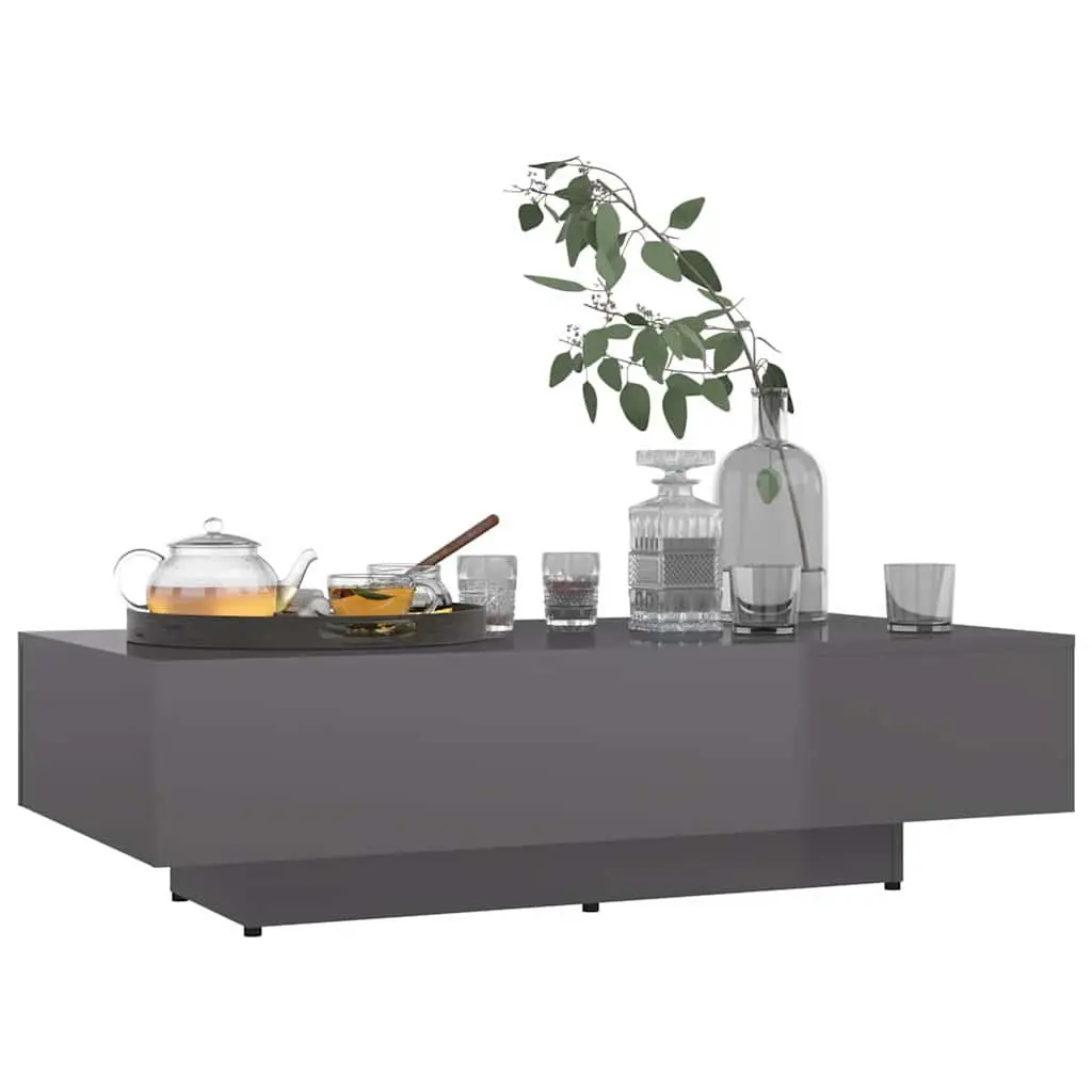 Coffee Table Modern Grey High Gloss Accent Living Room Furniture Side Table
