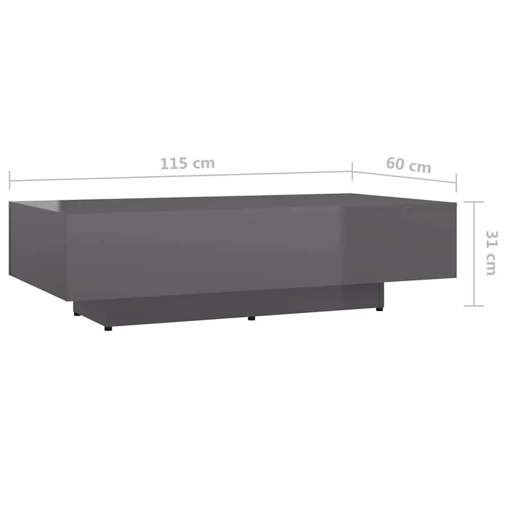 Coffee Table Modern Grey High Gloss Accent Living Room Furniture Side Table