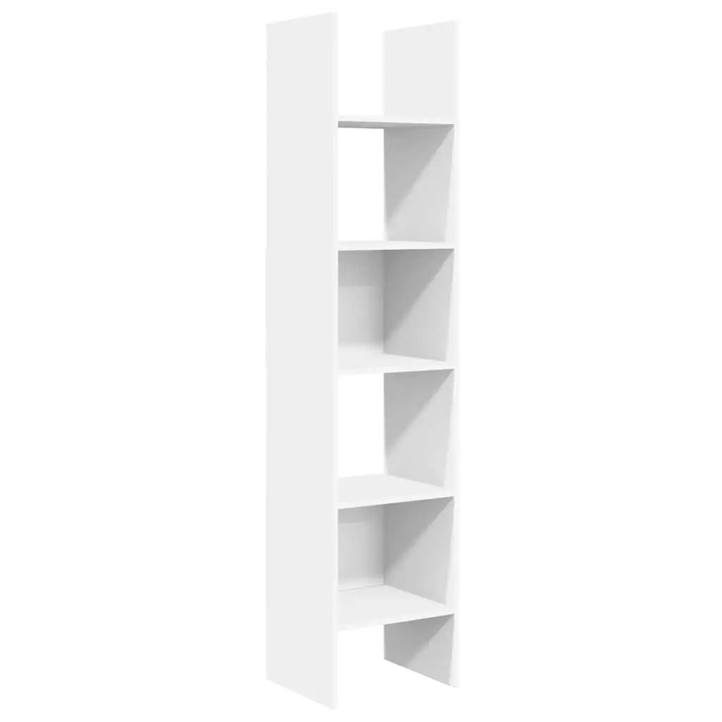 Book Cabinet White Engineered Wood Storage Shelving Unit 5 Compartments Display