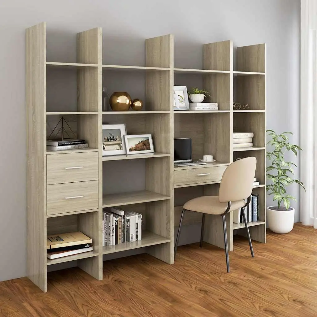 Book Cabinet 40x35x180cm Engineered Wood Storage Shelving Unit with Drawers