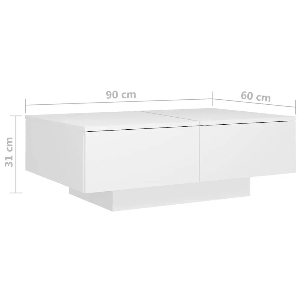 Coffee Table Living Room Furniture 90x60x31cm White Engineered Wood