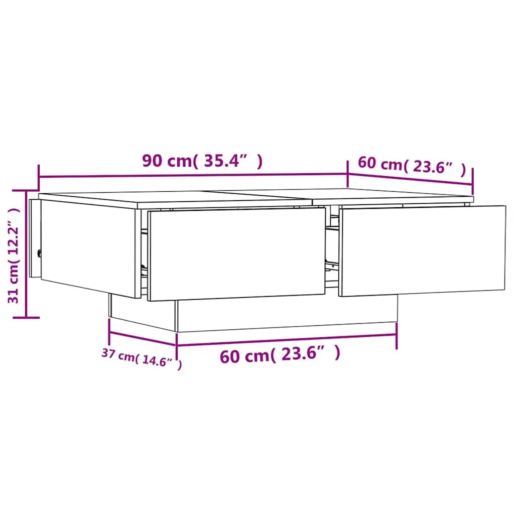 Coffee Table Grey 90x60x31 cm Engineered Wood Accent Table Living Room Furniture