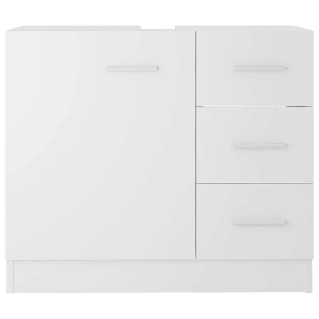 Bathroom Sink Cabinet White Engineered Wood Vanity Unit 63W x 30D x 54H cm