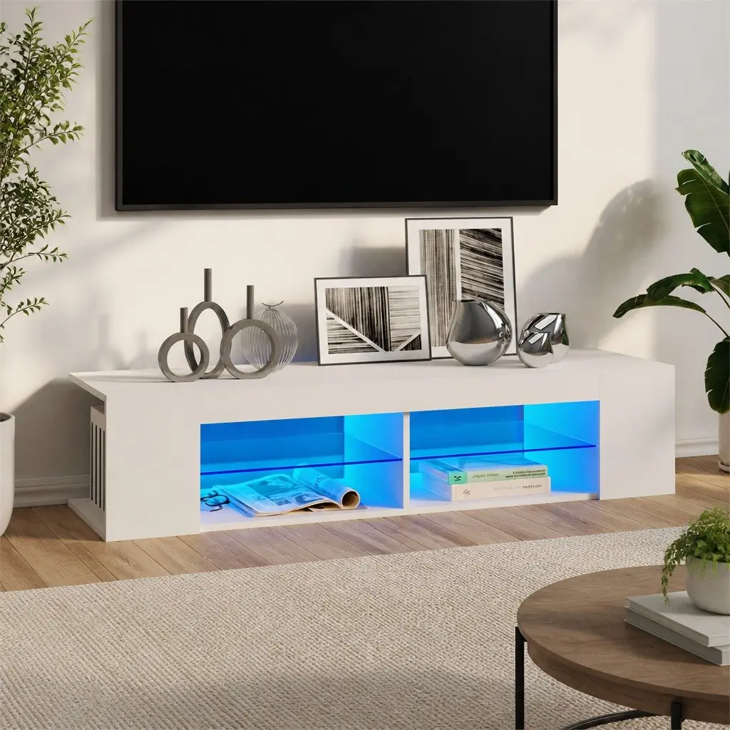 White TV Cabinet with RGB LED Lighting