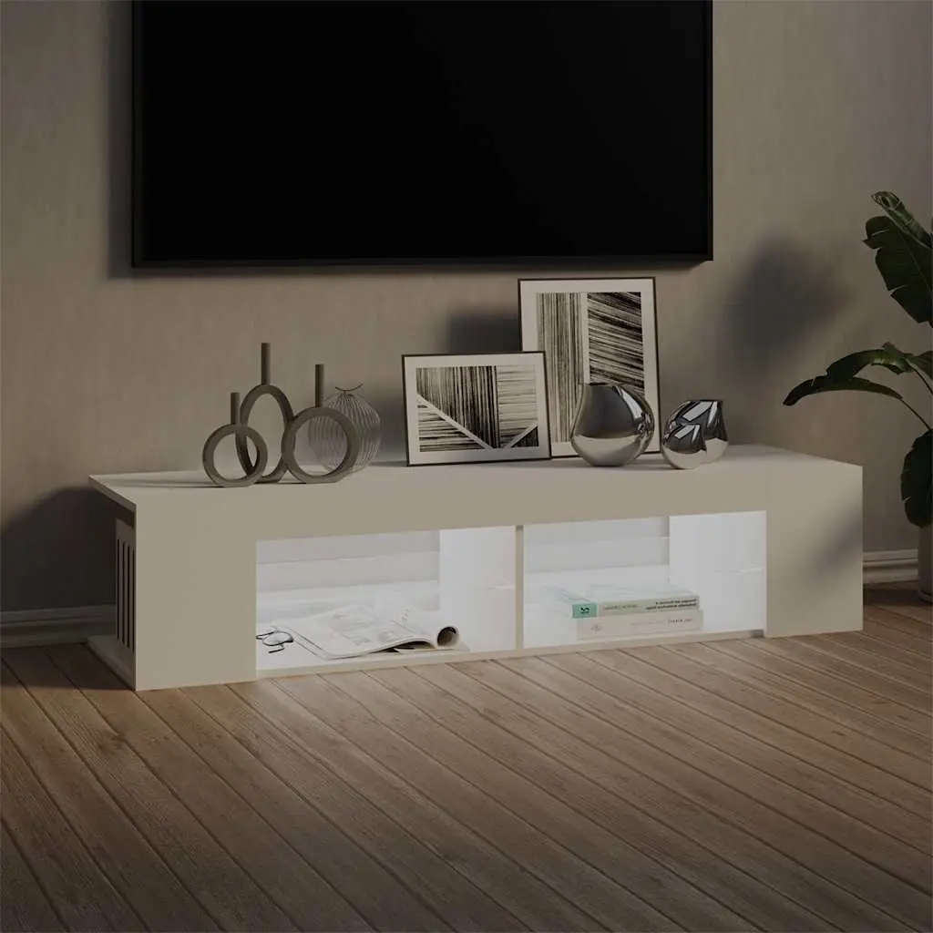 White TV Cabinet with RGB LED Lighting