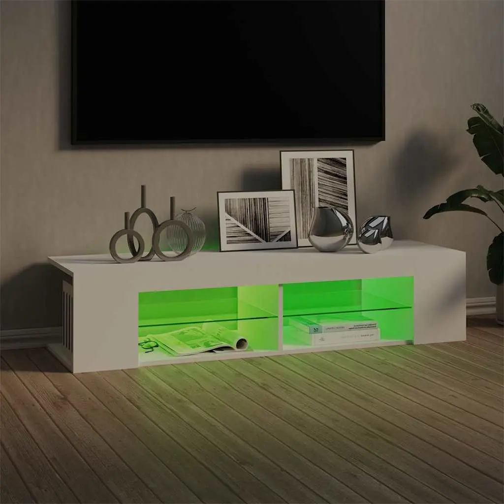 White TV Cabinet with RGB LED Lighting