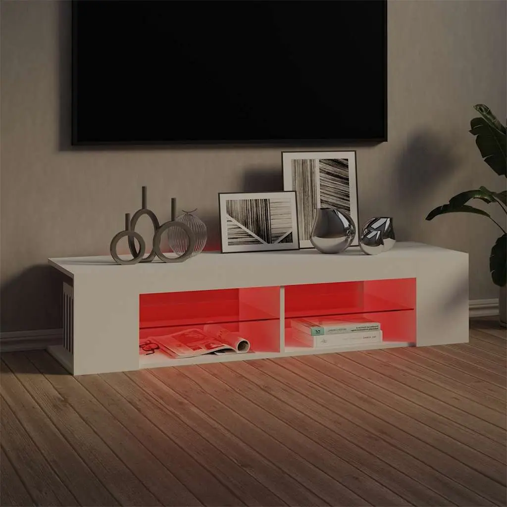 White TV Cabinet with RGB LED Lighting