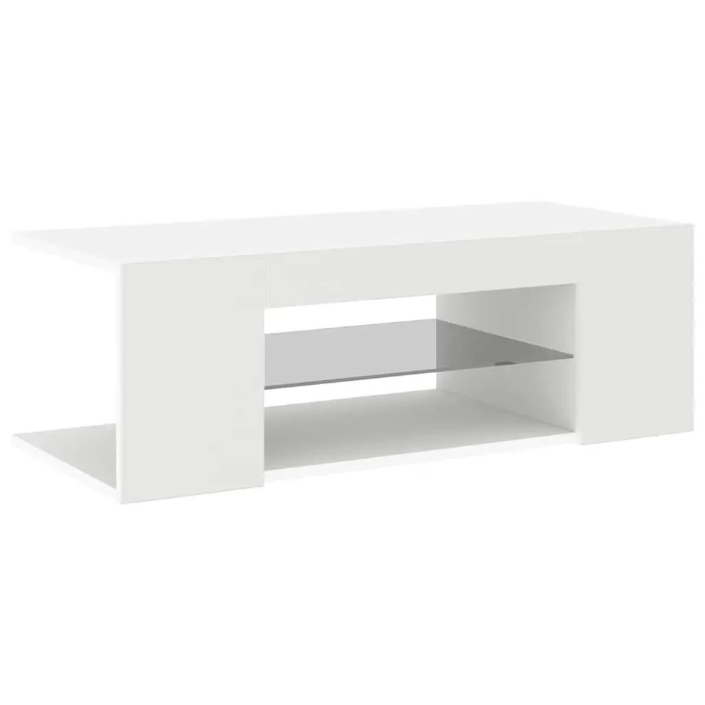 White TV Cabinet with LED Lighting and Storage